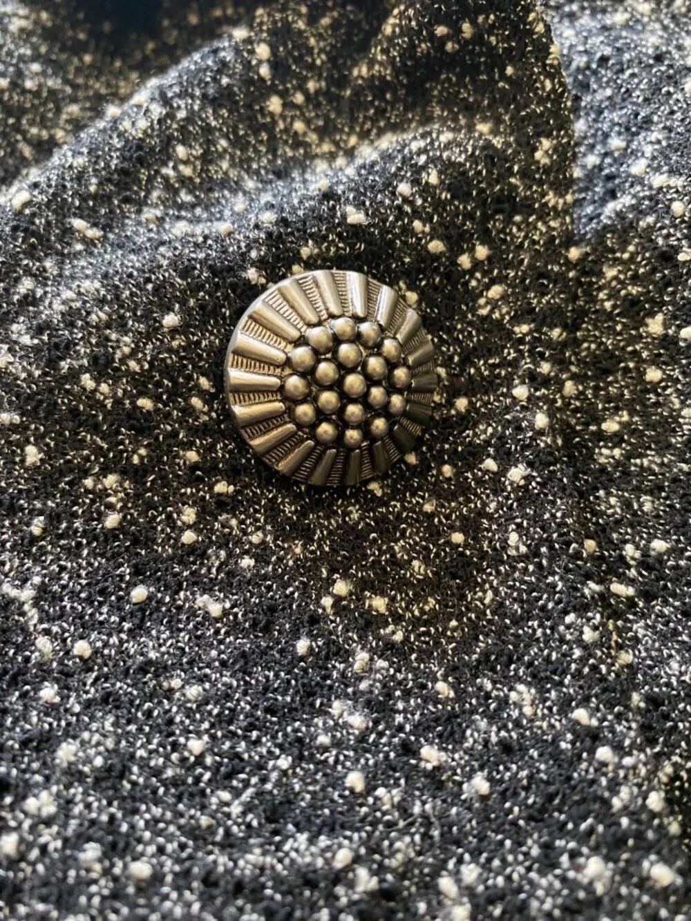Roamans Womens Black & White Cardigan Jacket‎ Size 34W Button Front Textured Vtg